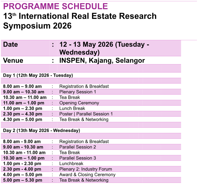 PROGRAM SCHEDULE